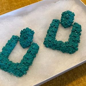 Teal vintage style earrings